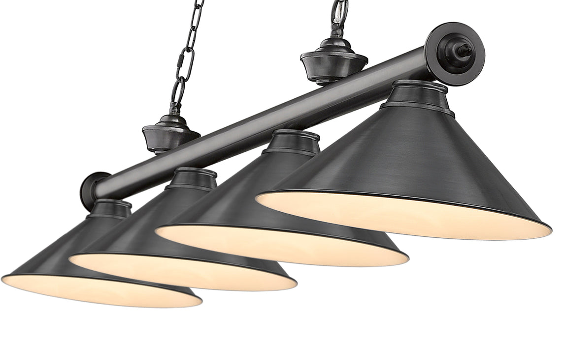 Billiard Z-Lite 2306-4BP-BP15 Bronze Plate Cordon 4 Light Billiard Z-Lite