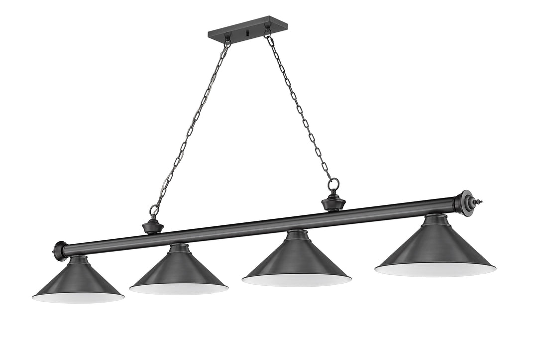 Billiard Z-Lite 2306-4BP-BP15 Bronze Plate Cordon 4 Light Billiard Z-Lite