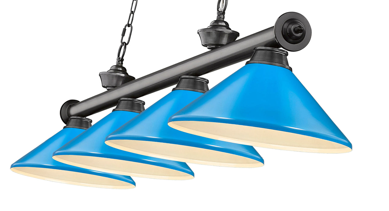 Billiard Z-Lite 2306-4BP-MEB Bronze Plate Cordon 4 Light Billiard Z-Lite