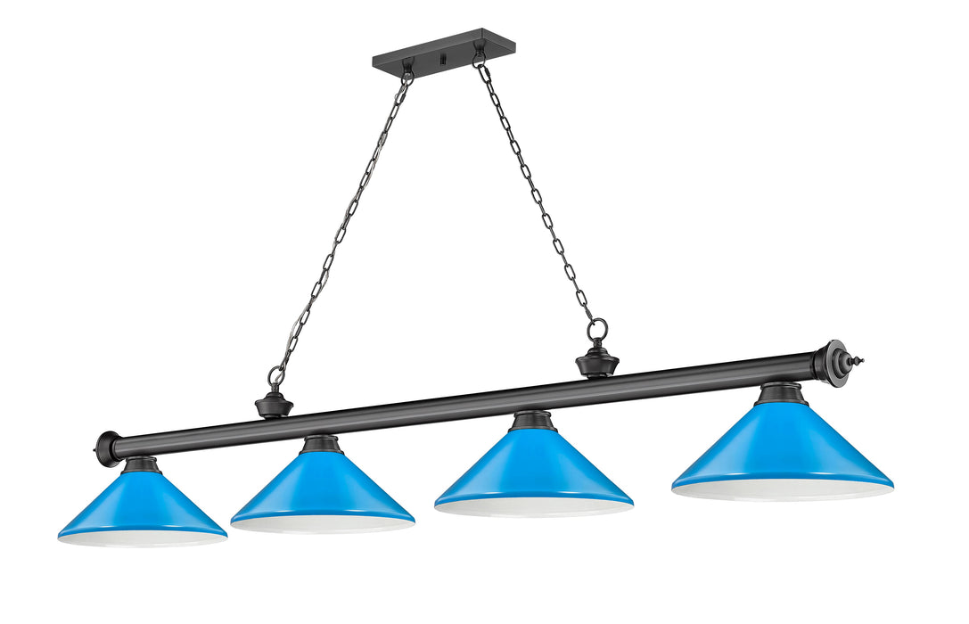 Billiard Z-Lite 2306-4BP-MEB Bronze Plate Cordon 4 Light Billiard Z-Lite