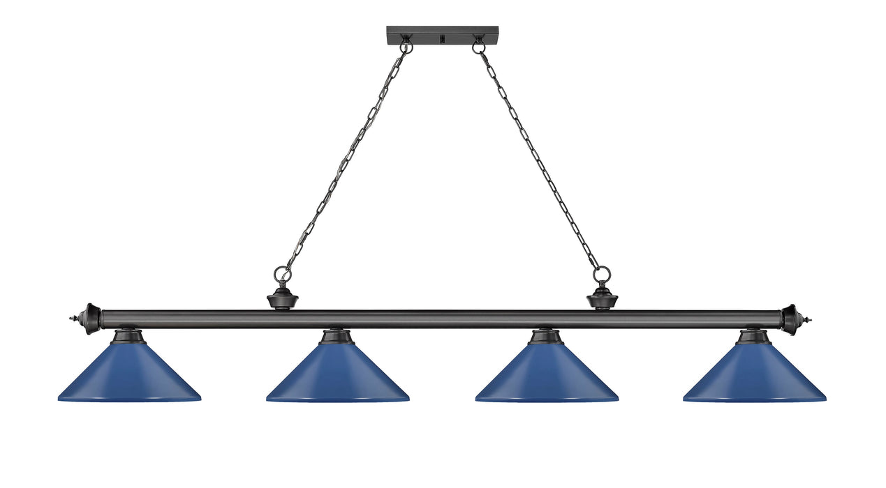 Billiard Z-Lite 2306-4BP-MNB Bronze Plate Cordon 4 Light Billiard Z-Lite