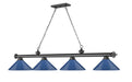 Billiard Z-Lite 2306-4BP-MNB Bronze Plate Cordon 4 Light Billiard Z-Lite