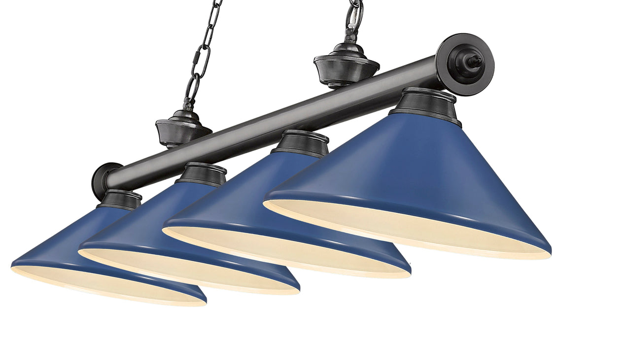 Billiard Z-Lite 2306-4BP-MNB Bronze Plate Cordon 4 Light Billiard Z-Lite