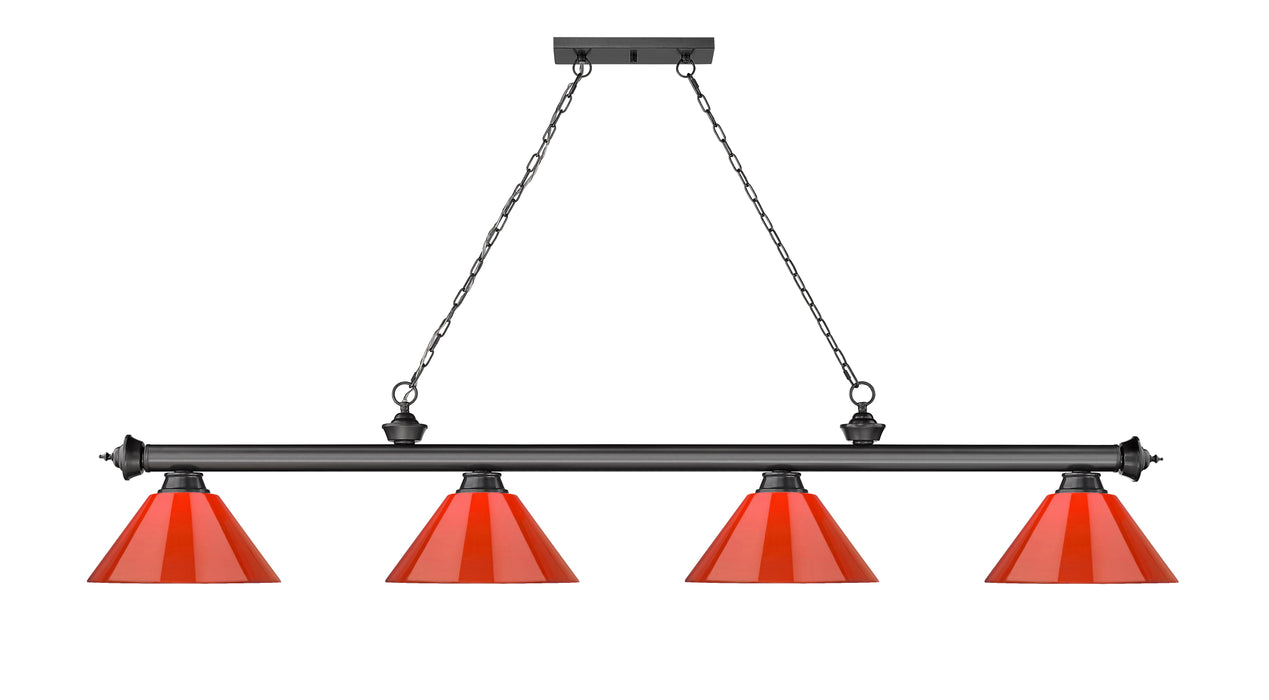 Billiard Z-Lite 2306-4BP-PRD Bronze Plate Cordon 4 Light Billiard Z-Lite