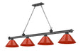 Billiard Z-Lite 2306-4BP-PRD Bronze Plate Cordon 4 Light Billiard Z-Lite