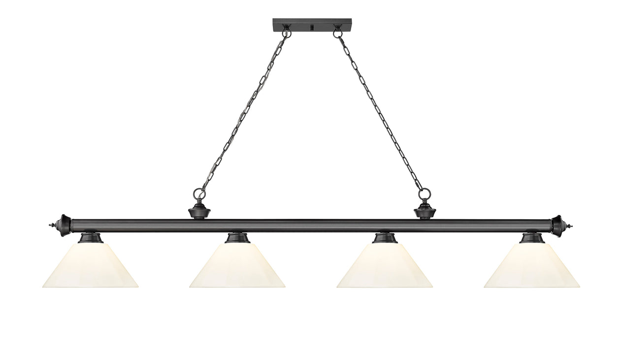 Billiard Z-Lite 2306-4BP-PWH Bronze Plate Cordon 4 Light Billiard Z-Lite
