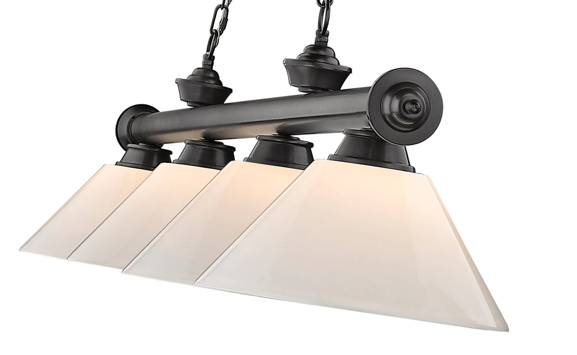 Billiard Z-Lite 2306-4BP-PWH Bronze Plate Cordon 4 Light Billiard Z-Lite
