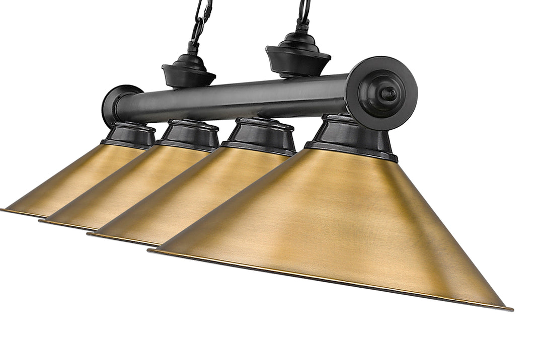 Billiard Z-Lite 2306-4BP-RB15 Bronze Plate Cordon 4 Light Billiard Z-Lite