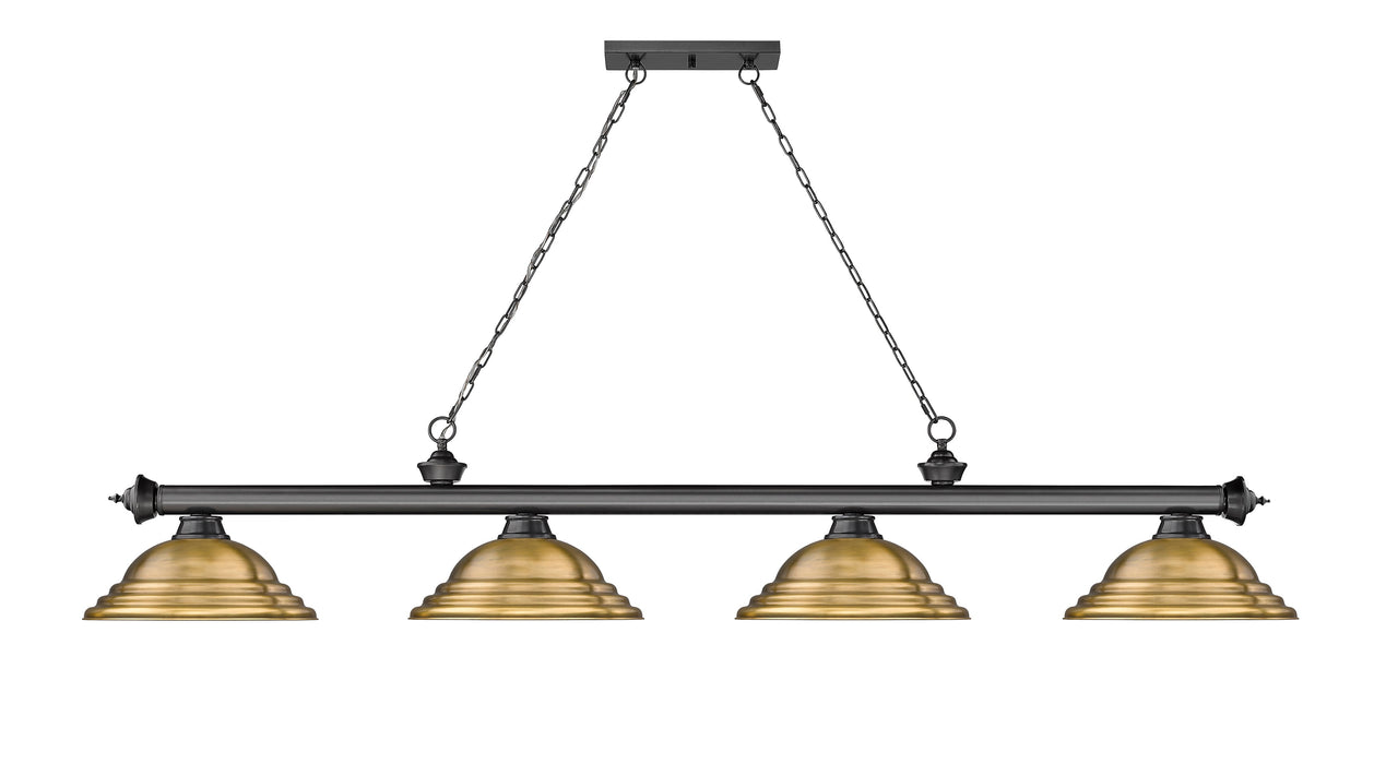 Billiard Z-Lite 2306-4BP-SRB Bronze Plate Cordon 4 Light Billiard Z-Lite