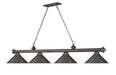 Billiard Z-Lite 2306-4BRZ-BRZ15 Bronze Cordon 4 Light Billiard Z-Lite