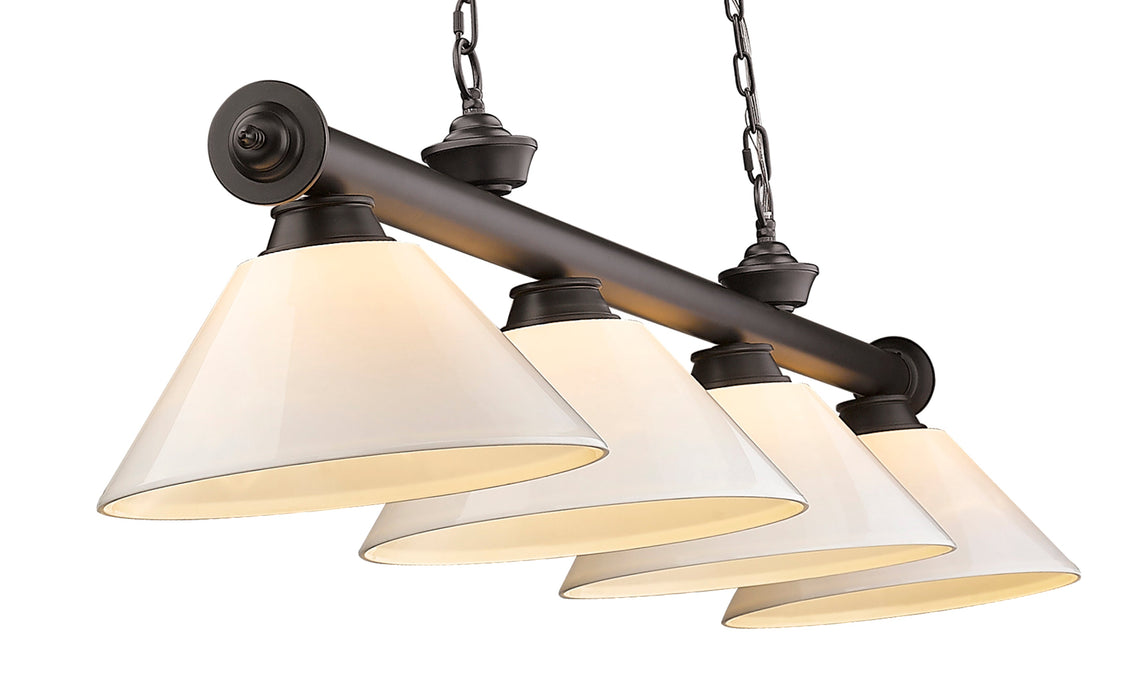Billiard Z-Lite 2306-4BRZ-PWH Bronze Cordon 4 Light Billiard Z-Lite