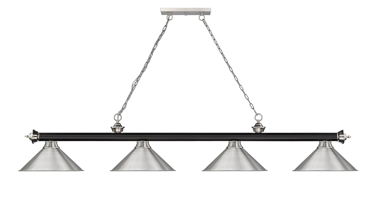 Billiard Z-Lite 2306-4MB-BN-BN15 Matte Black + Brushed Nickel Cordon 4 Light Billiard Z-Lite