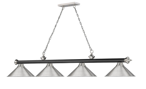 Billiard Z-Lite 2306-4MB-BN-BN15 Matte Black + Brushed Nickel Cordon 4 Light Billiard Z-Lite