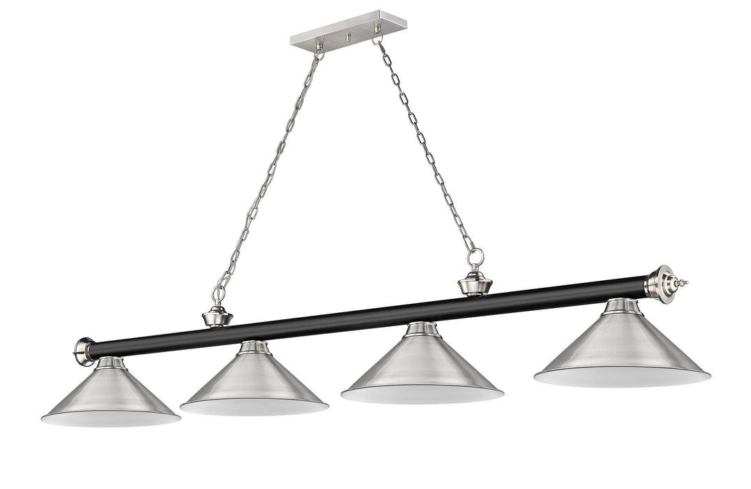 Billiard Z-Lite 2306-4MB-BN-BN15 Matte Black + Brushed Nickel Cordon 4 Light Billiard Z-Lite