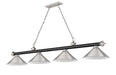Billiard Z-Lite 2306-4MB-BN-BN15 Matte Black + Brushed Nickel Cordon 4 Light Billiard Z-Lite