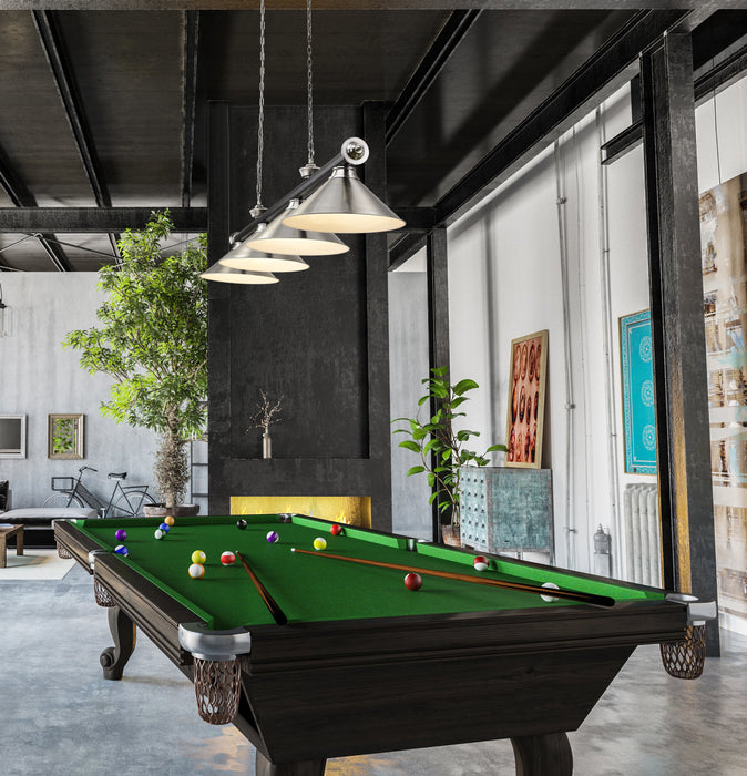 Billiard Z-Lite 2306-4MB-BN-BN15 Matte Black + Brushed Nickel Cordon 4 Light Billiard Z-Lite