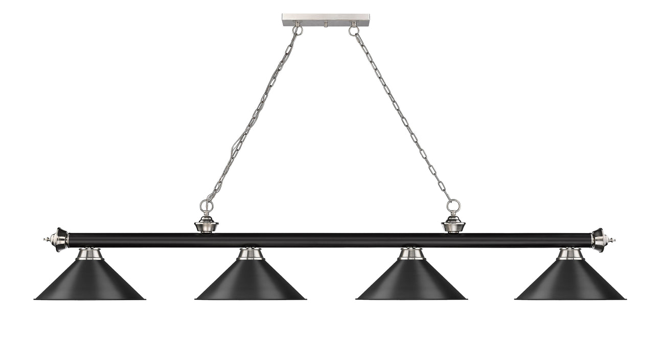 Billiard Z-Lite 2306-4MB-BN-MB15 Matte Black + Brushed Nickel Cordon 4 Light Billiard Z-Lite