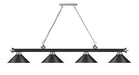 Billiard Z-Lite 2306-4MB-BN-MB15 Matte Black + Brushed Nickel Cordon 4 Light Billiard Z-Lite