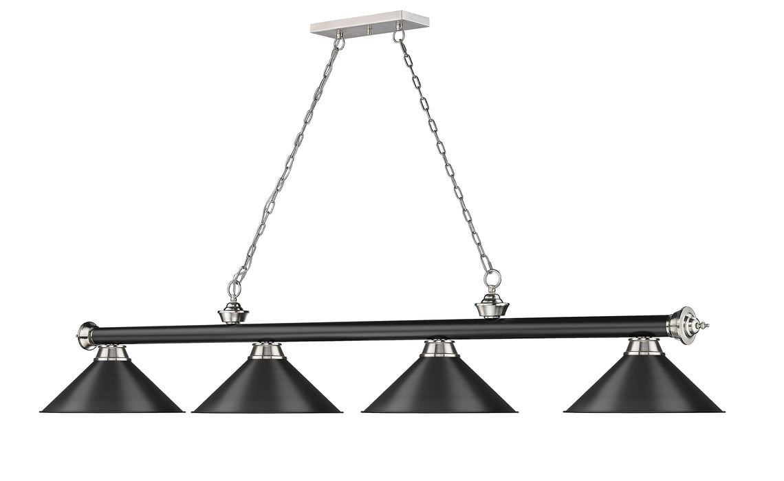 Billiard Z-Lite 2306-4MB-BN-MB15 Matte Black + Brushed Nickel Cordon 4 Light Billiard Z-Lite
