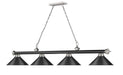 Billiard Z-Lite 2306-4MB-BN-MB15 Matte Black + Brushed Nickel Cordon 4 Light Billiard Z-Lite