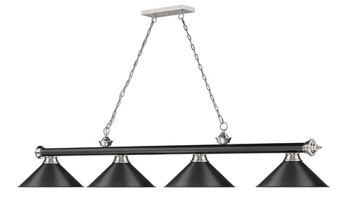 Billiard Z-Lite 2306-4MB-BN-MB15 Matte Black + Brushed Nickel Cordon 4 Light Billiard Z-Lite