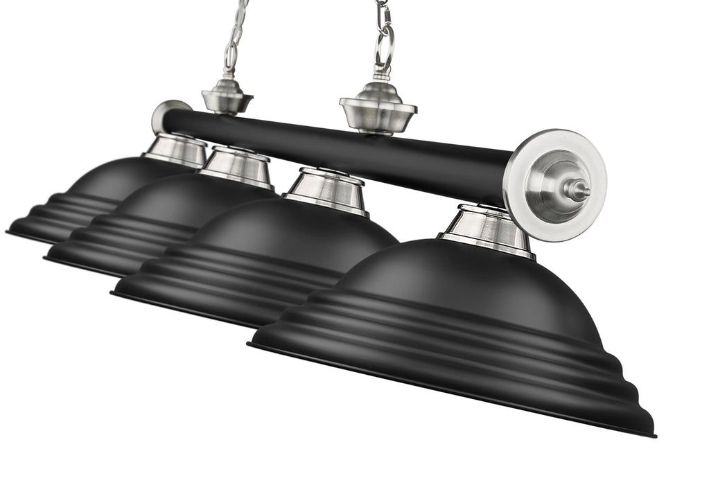 Billiard Z-Lite 2306-4MB-BN-SMB Matte Black + Brushed Nickel Cordon 4 Light Billiard Z-Lite