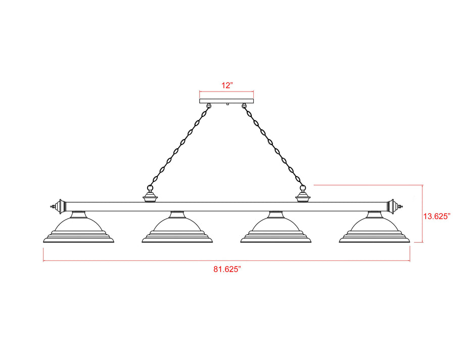 Billiard Z-Lite 2306-4MB-BN-SMB Matte Black + Brushed Nickel Cordon 4 Light Billiard Z-Lite