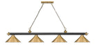 Billiard Z-Lite 2306-4MB-RB-RB15 Matte Black + Rubbed Brass Cordon 4 Light Billiard Z-Lite