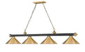 Billiard Z-Lite 2306-4MB-RB-RB15 Matte Black + Rubbed Brass Cordon 4 Light Billiard Z-Lite