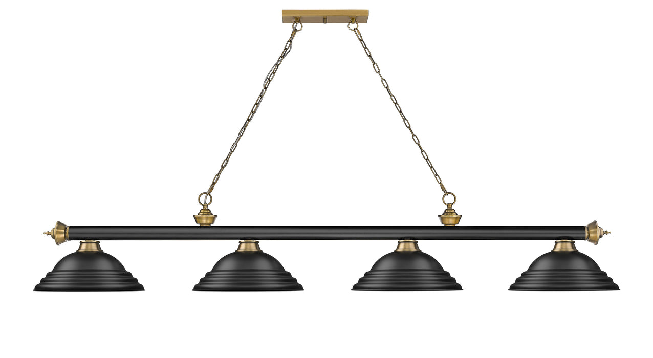 Billiard Z-Lite 2306-4MB-RB-SMB Matte Black + Rubbed Brass Cordon 4 Light Billiard Z-Lite