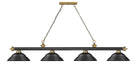 Billiard Z-Lite 2306-4MB-RB-SMB Matte Black + Rubbed Brass Cordon 4 Light Billiard Z-Lite