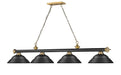 Billiard Z-Lite 2306-4MB-RB-SMB Matte Black + Rubbed Brass Cordon 4 Light Billiard Z-Lite