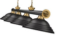 Billiard Z-Lite 2306-4MB-RB-SMB Matte Black + Rubbed Brass Cordon 4 Light Billiard Z-Lite
