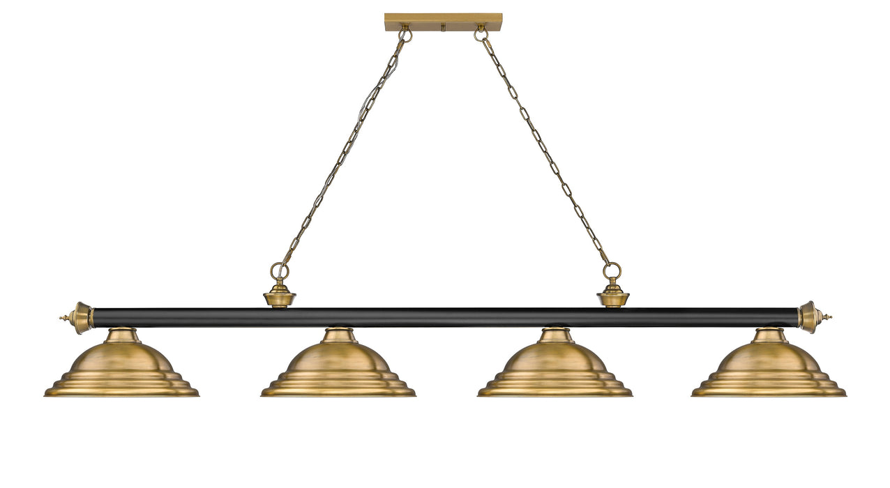 Billiard Z-Lite 2306-4MB-RB-SRB Matte Black + Rubbed Brass Cordon 4 Light Billiard Z-Lite