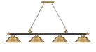 Billiard Z-Lite 2306-4MB-RB-SRB Matte Black + Rubbed Brass Cordon 4 Light Billiard Z-Lite