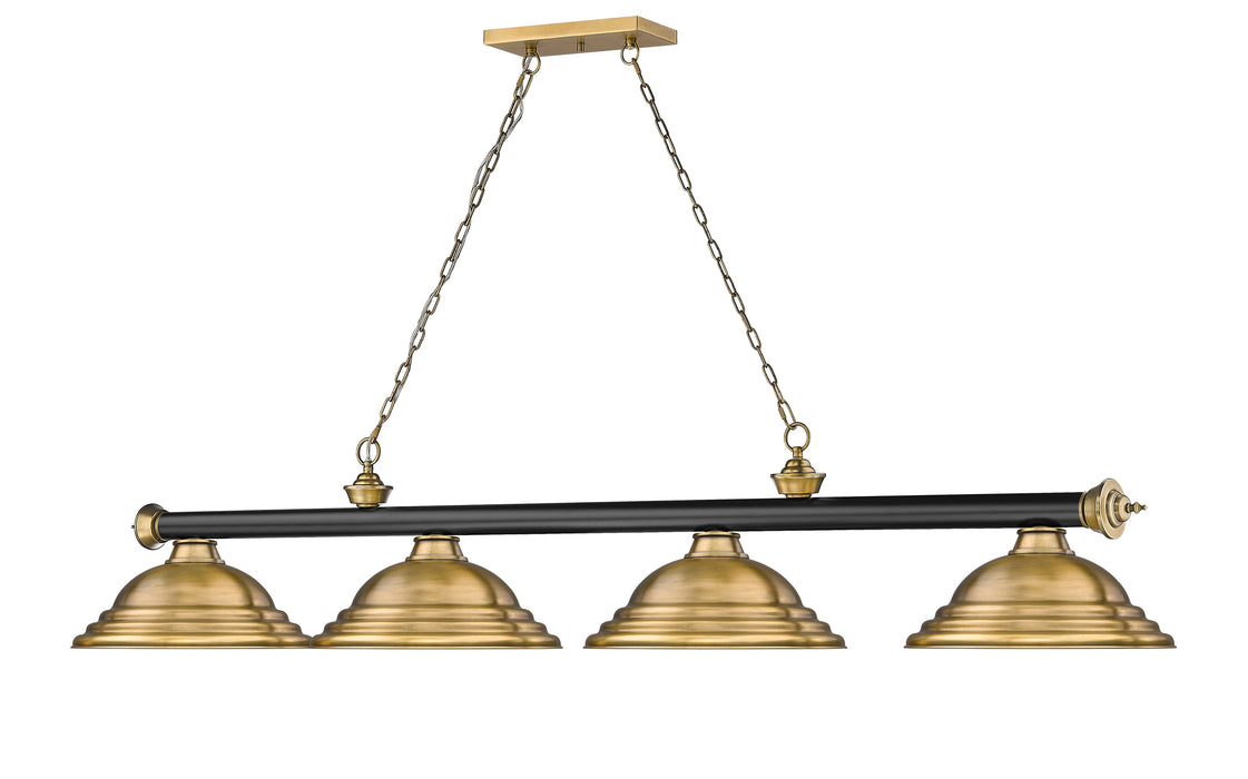 Billiard Z-Lite 2306-4MB-RB-SRB Matte Black + Rubbed Brass Cordon 4 Light Billiard Z-Lite