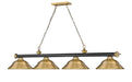Billiard Z-Lite 2306-4MB-RB-SRB Matte Black + Rubbed Brass Cordon 4 Light Billiard Z-Lite