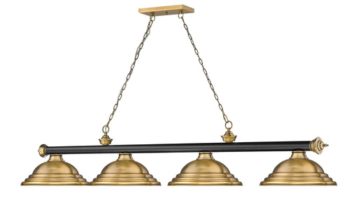 Billiard Z-Lite 2306-4MB-RB-SRB Matte Black + Rubbed Brass Cordon 4 Light Billiard Z-Lite