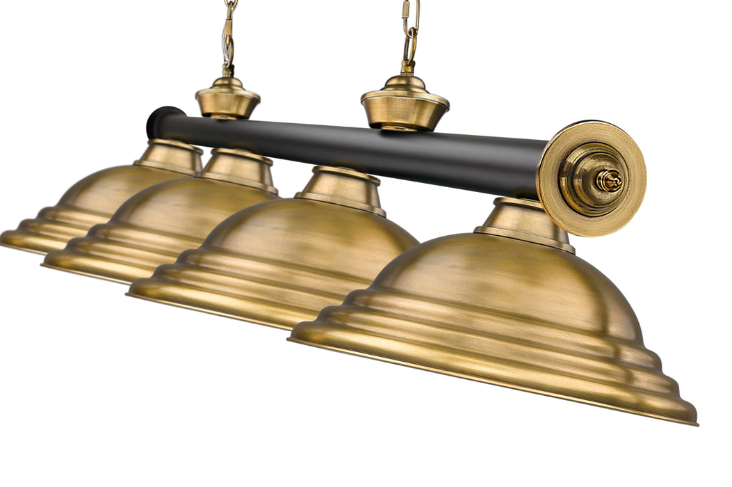 Billiard Z-Lite 2306-4MB-RB-SRB Matte Black + Rubbed Brass Cordon 4 Light Billiard Z-Lite
