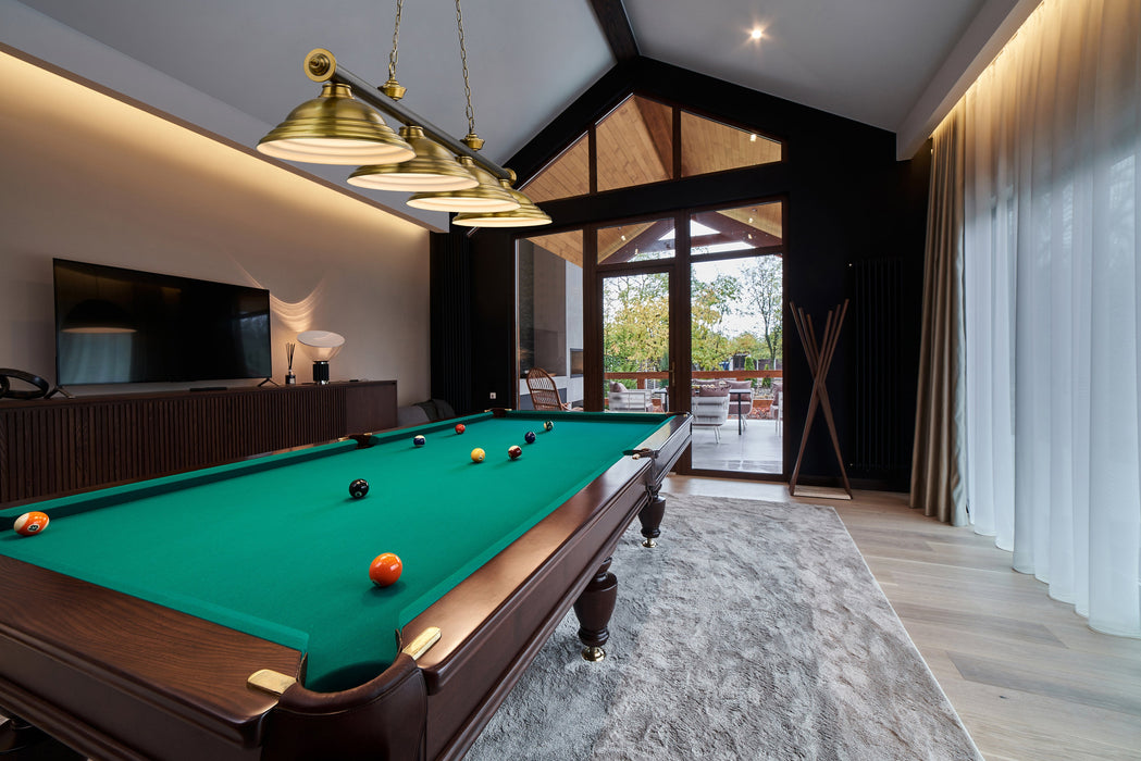 Billiard Z-Lite 2306-4MB-RB-SRB Matte Black + Rubbed Brass Cordon 4 Light Billiard Z-Lite