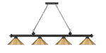 Billiard Z-Lite 2306-4MB-RB15 Matte Black + Rubbed Brass Cordon 4 Light Billiard Z-Lite