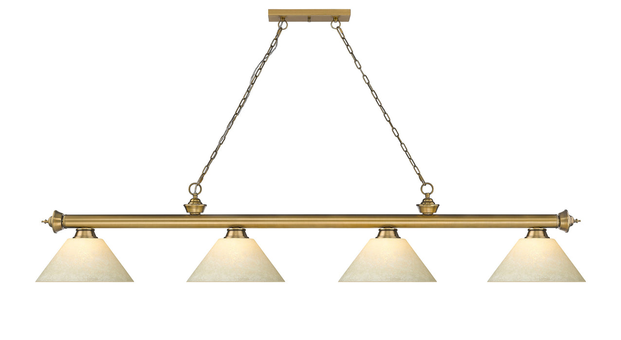 Billiard Z-Lite 2306-4RB-AGM14 Rubbed Brass Cordon 4 Light Billiard Z-Lite