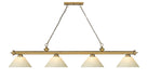 Billiard Z-Lite 2306-4RB-AGM14 Rubbed Brass Cordon 4 Light Billiard Z-Lite