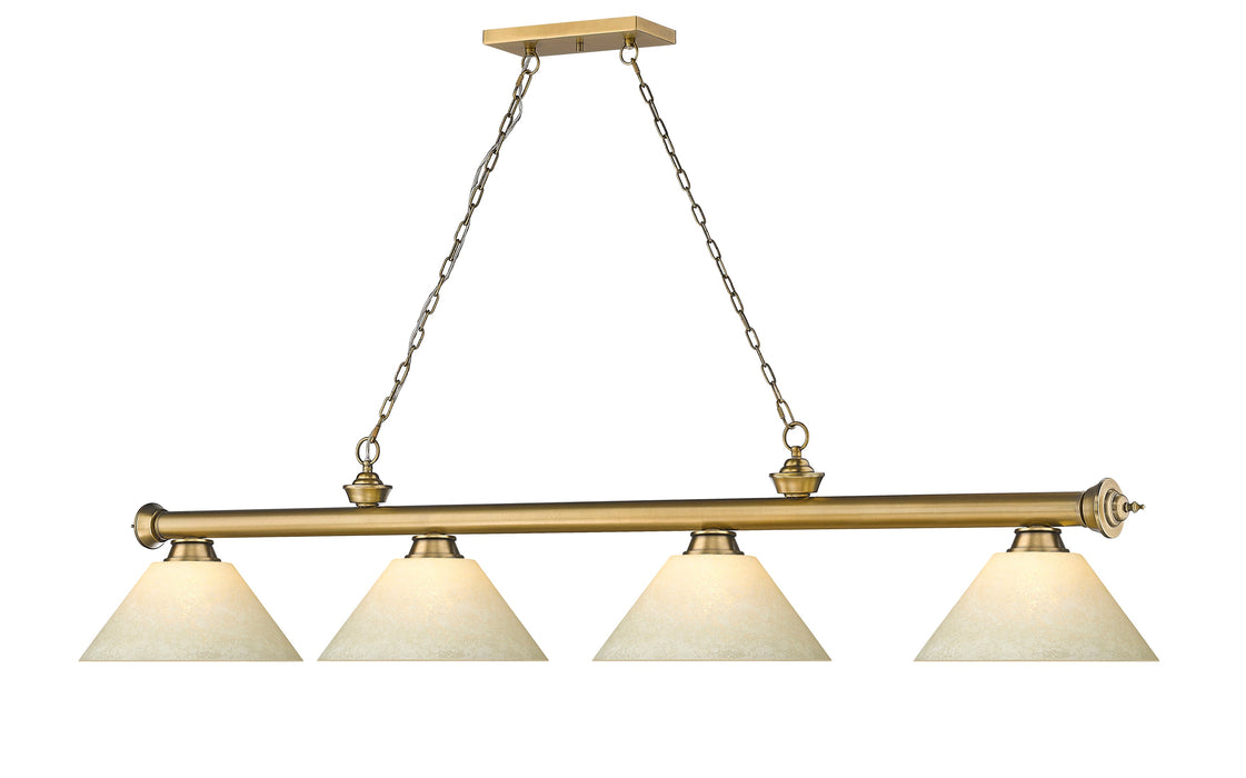 Billiard Z-Lite 2306-4RB-AGM14 Rubbed Brass Cordon 4 Light Billiard Z-Lite