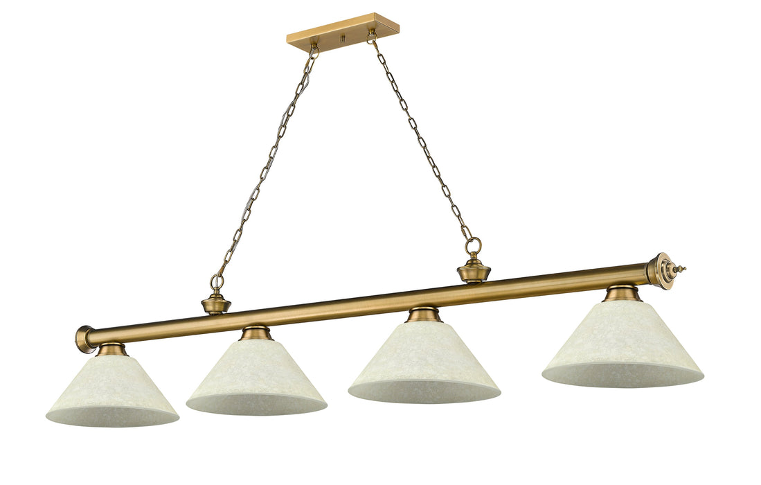 Billiard Z-Lite 2306-4RB-AGM14 Rubbed Brass Cordon 4 Light Billiard Z-Lite