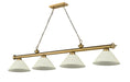 Billiard Z-Lite 2306-4RB-AGM14 Rubbed Brass Cordon 4 Light Billiard Z-Lite