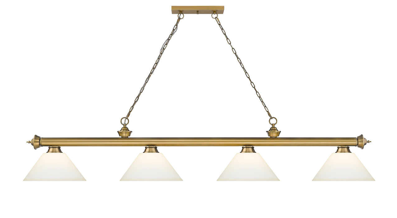 Billiard Z-Lite 2306-4RB-AMO14 Rubbed Brass Cordon 4 Light Billiard Z-Lite