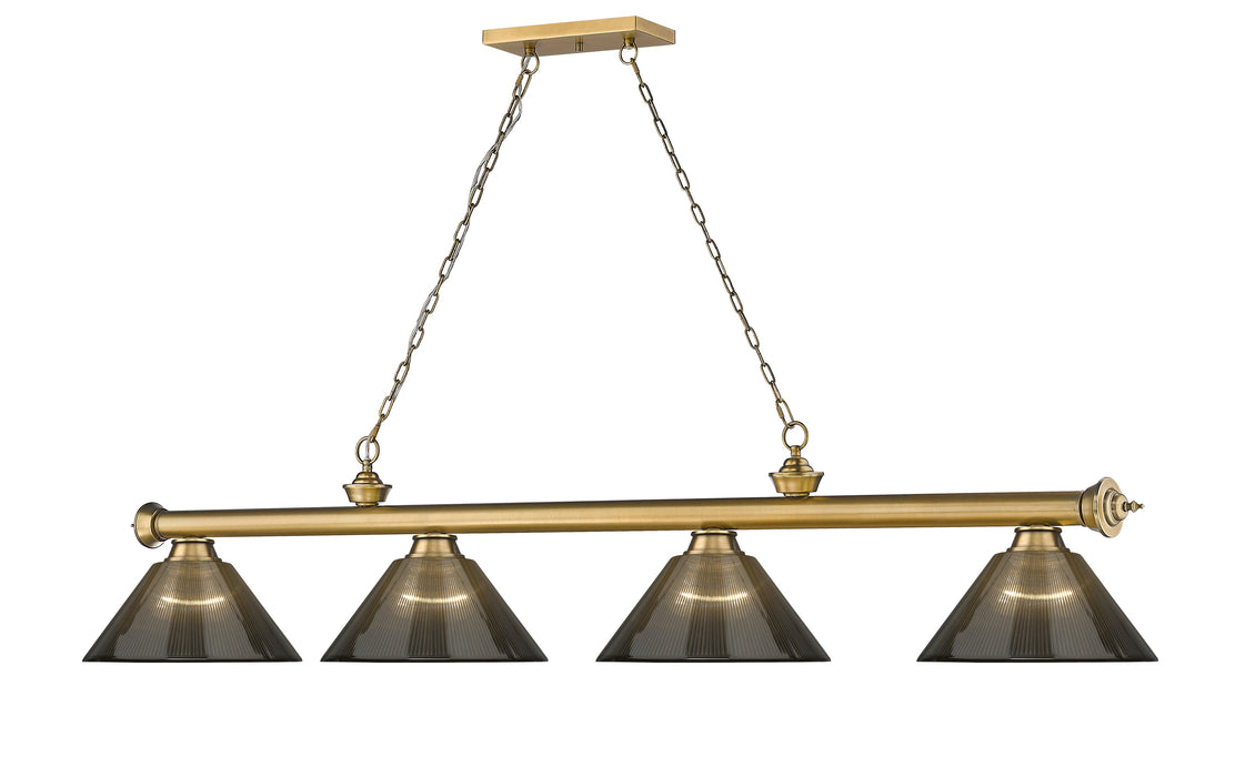 Billiard Z-Lite 2306-4RB-ARS Rubbed Brass Cordon 4 Light Billiard Z-Lite