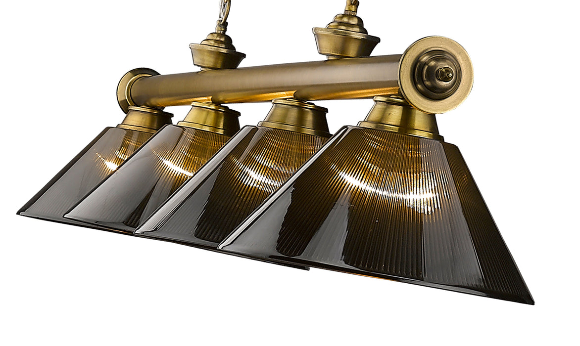 Billiard Z-Lite 2306-4RB-ARS Rubbed Brass Cordon 4 Light Billiard Z-Lite