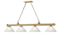 Billiard Z-Lite 2306-4RB-AWL14 Rubbed Brass Cordon 4 Light Billiard Z-Lite